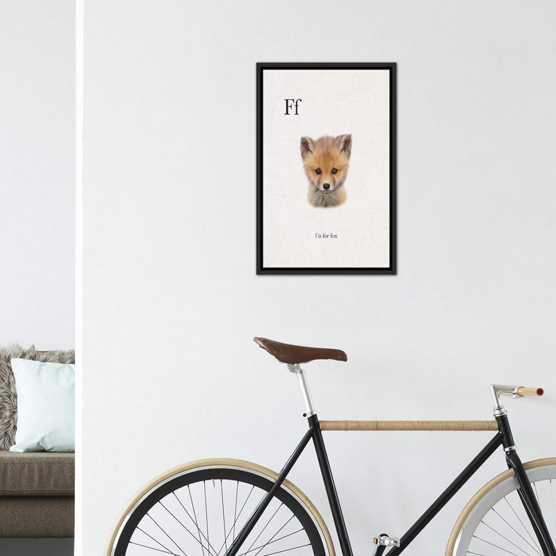 Décoration murale pour enfants F Is for Fox, H 40 po x l 26 po x P 1,5 po, Toile avec cadre noir patiné