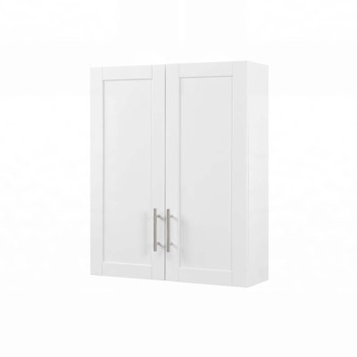 Armoire murale en bois durable avec tablettes réglables et design classique en lambris pour le rangement de la salle de bain et de la cuisine