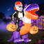 Décoration de jardin gonflable de dragon d'Halloween 6 pi avec chevalier squelette et citrouilles-lanternes