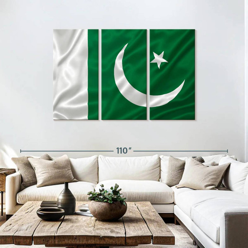 Drapeau pakistanais soyeux, H 48 po x l 74 po