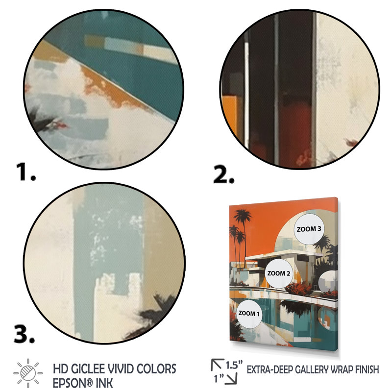 «White and Orange Metropolitan Marvels», reproduction sur toile encadrée, H 20 po x l 12 po x P 1 po, Encadrement doré
