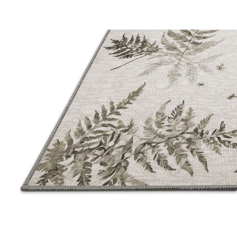 Tapis gris lavable à la machine, Rond 5 pi