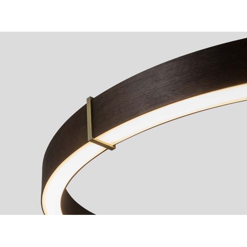Redeo 48" Pendant Light, 3500K, Distressed Brass, Dark Stained Walnut