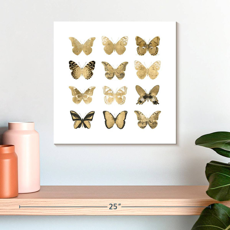 Brampt Butterfly Study In Gold II, 16" H x 16" W