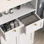 Armoire de salle de bain autoportante avec tablette ouverte 2 portes 2 tiroirs, rangement au sol pour la salle de bain, cuisine