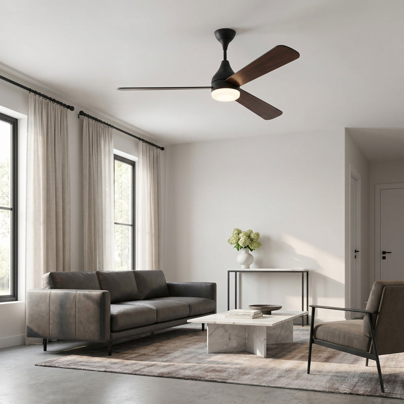 Smart LED Ceiling Fan, Midnight Black with Black Blades, 60 inches