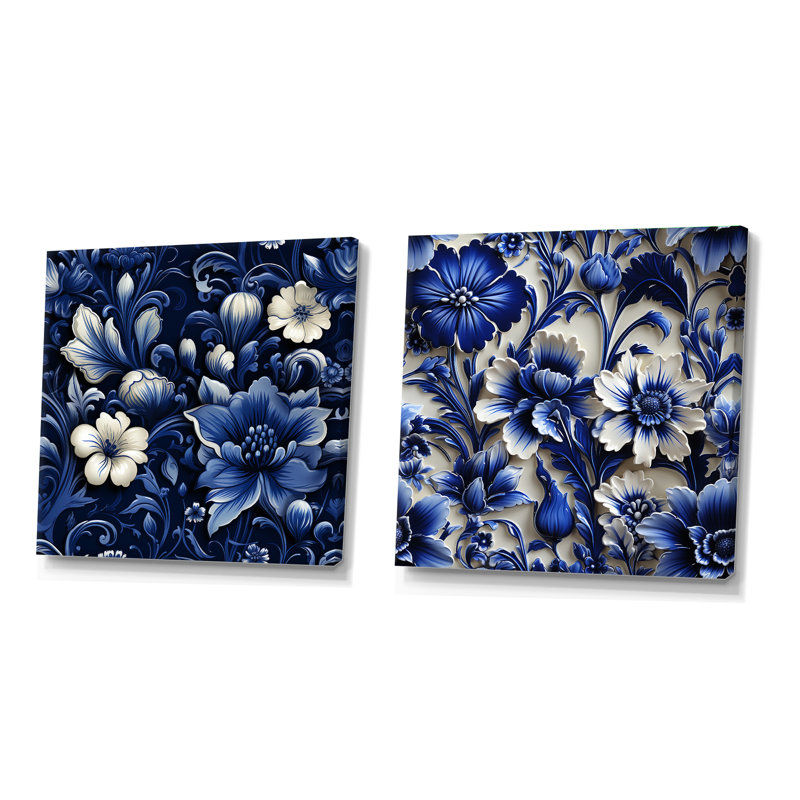 Winchester - Ensemble de 2 collages carrés floraux, H 30 po x l 61 po, Toile tendue