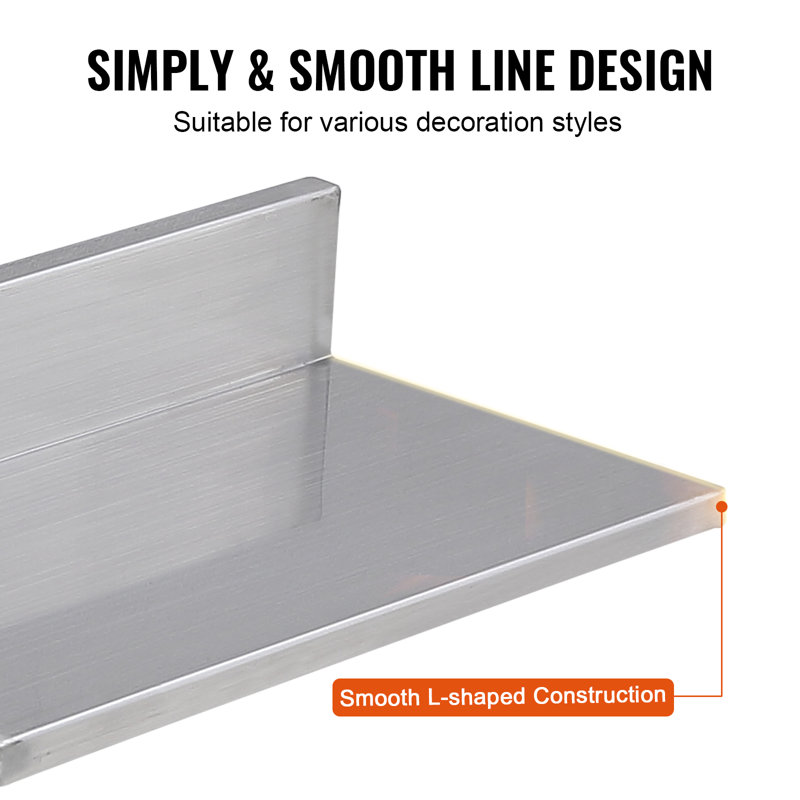 Stainless Steel Wall Mounted Kitchen Floating Shelves Set