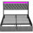 Queen Bed Frame with Headboard, Upholstered Bed with 2 Storage Drawers, Built-in USB Charging Station & LED Lights, Platform Bedframe with Metal Slats, Grey-1678358870