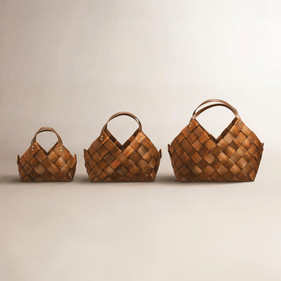 Woven Storage Basket with Leather Handles