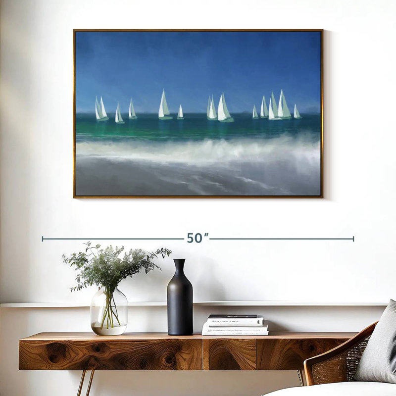 Port de plaisance, Cadre flottant doré, 40 po x 27 po