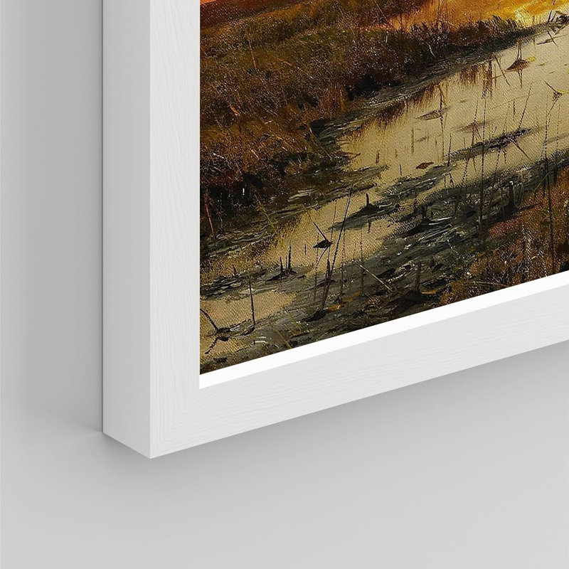 «Natural Scenery Vintage Wall Art Natural Landscape Country Farmhouse», reproduction d'art encadrée sur papier, Blanc