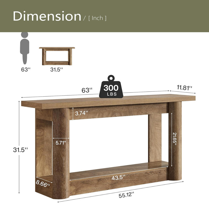 Entryway Table,2-Tier Console Table,Sofa Table, Oak