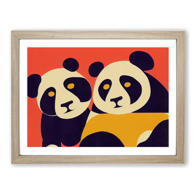 Abstract Pandas Vol.1 - Framed Print, 46cm H x 64cm W x 2cm D, Oak
