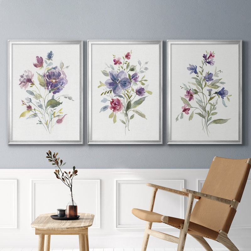 «Color Variety I», ensemble de 3 cadres photo, Toile encadrée argentée, H 30,5 po x l 127,5 po x P 4,5 po