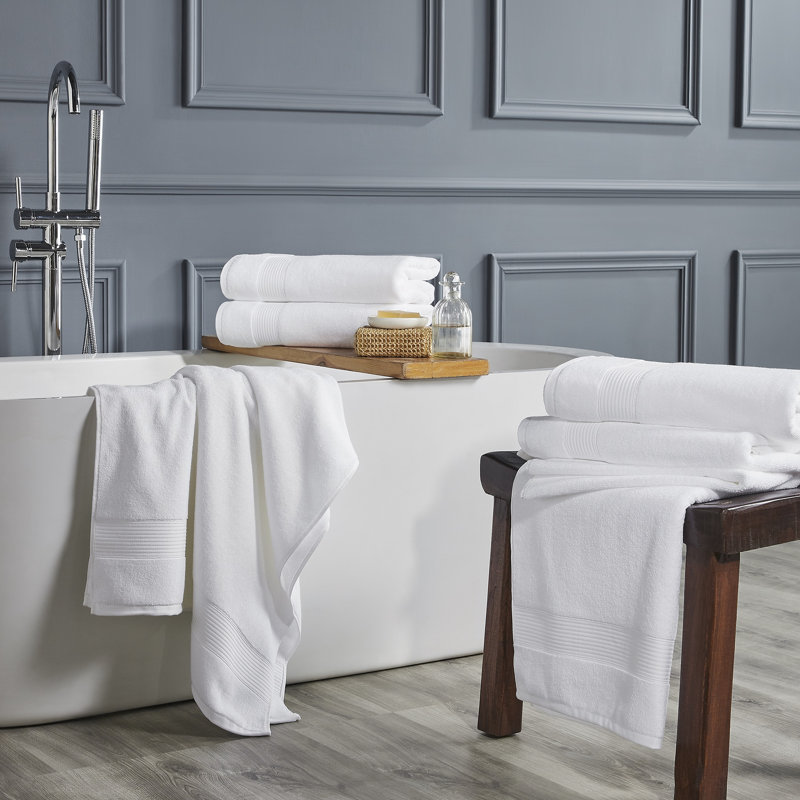 Ensemble de 6 serviettes de bain 100% coton filé à l'anneau à séchage rapide Modern Collection Hotel Collection