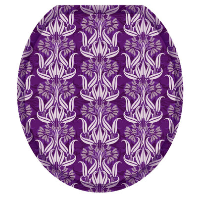 Classic Bell Flowers Toilet Seat Decal – Toilet Tattoos Damask Static Cling Vinyl Lid Cover Fits Round & Elongated Seats