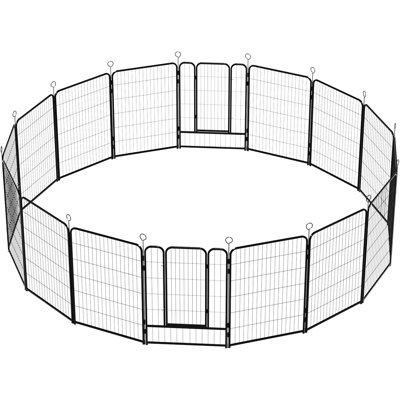 Parc pour chien en métal robuste de 40 po de très grande taille, 16 panneaux avec barrière autobloquante, forme réglable, rouille, clôture à assemblage rapide, gravité automatique pour l'intérieur et l'extérieur, aménagement,