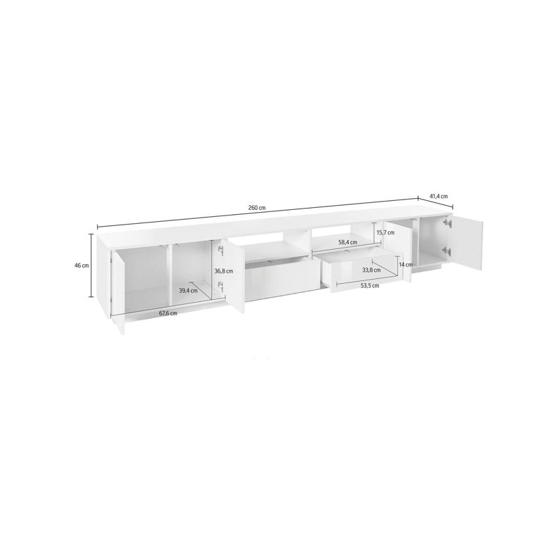 Rada Unfinished TV Stand for TVs up to 88", Anthracite
