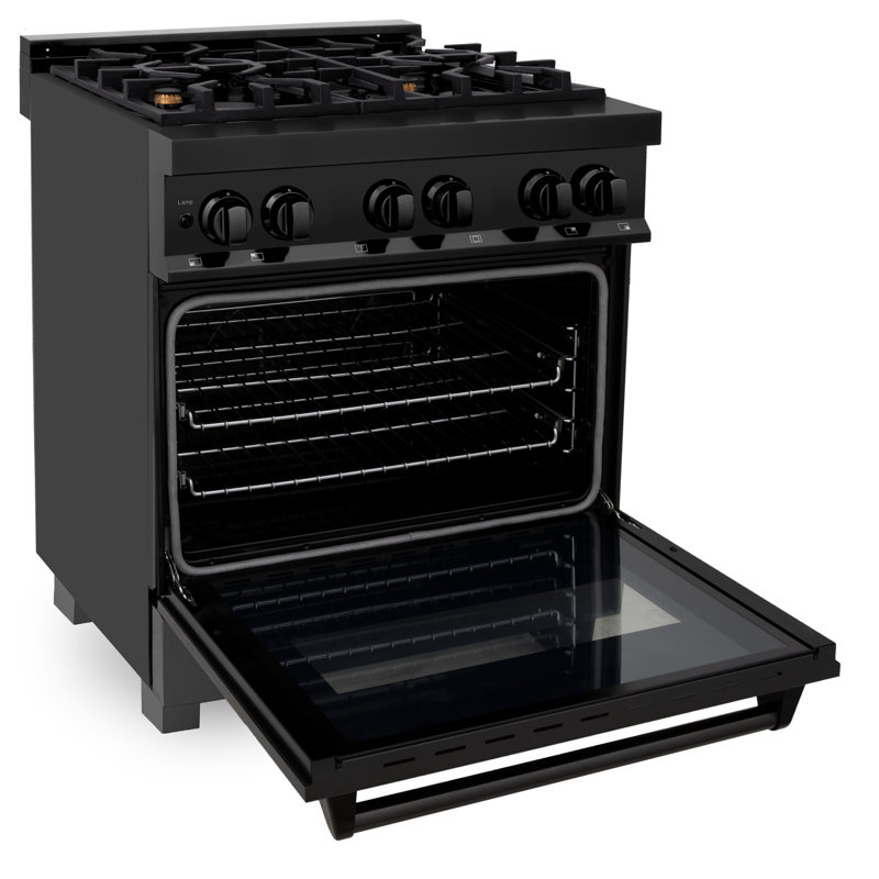ZLINE 30" Legacy Dual Fuel Range w/ 4 Brass Burners & Oven in Black Stainless Steel