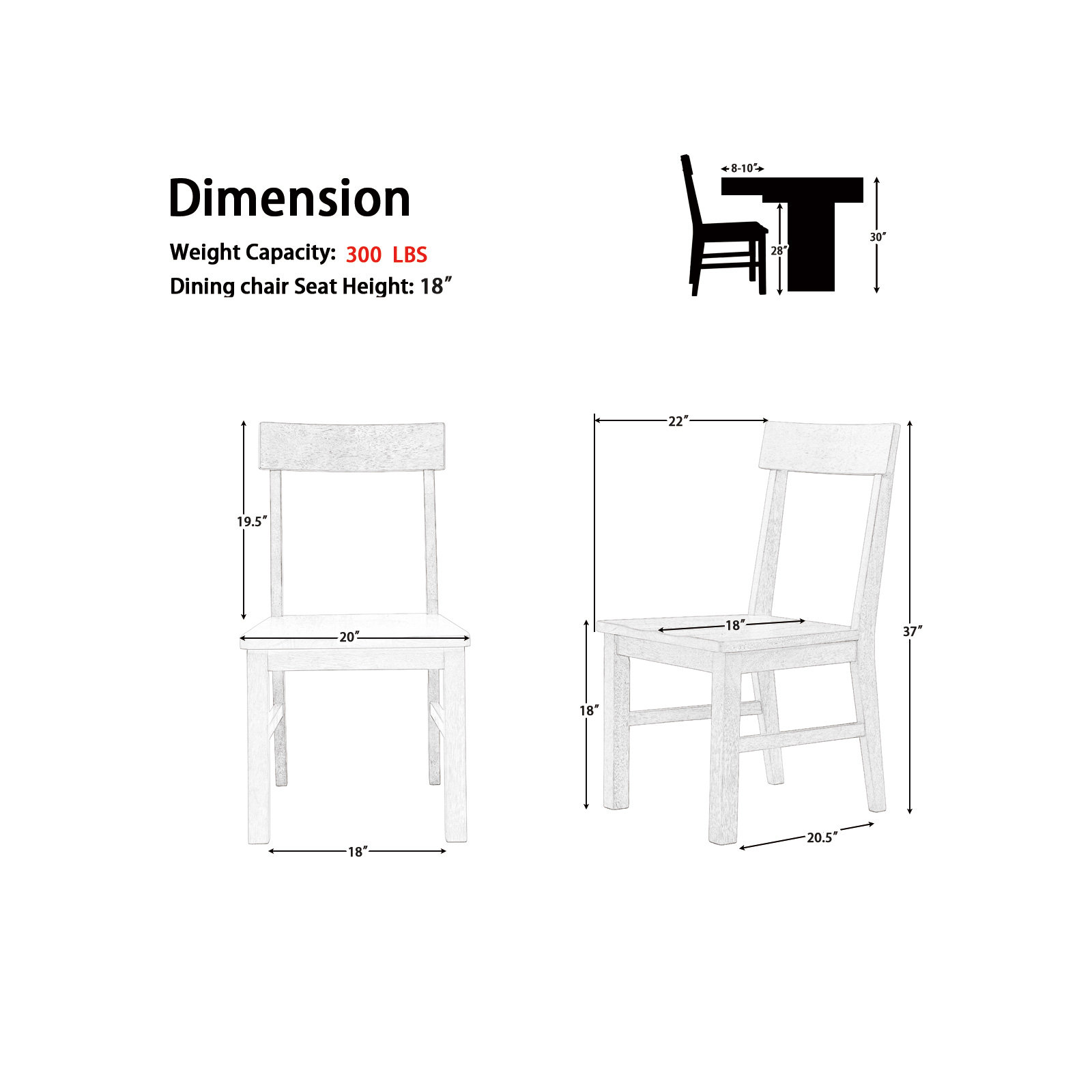 Solid Wood Dining Chair in Natural Finish