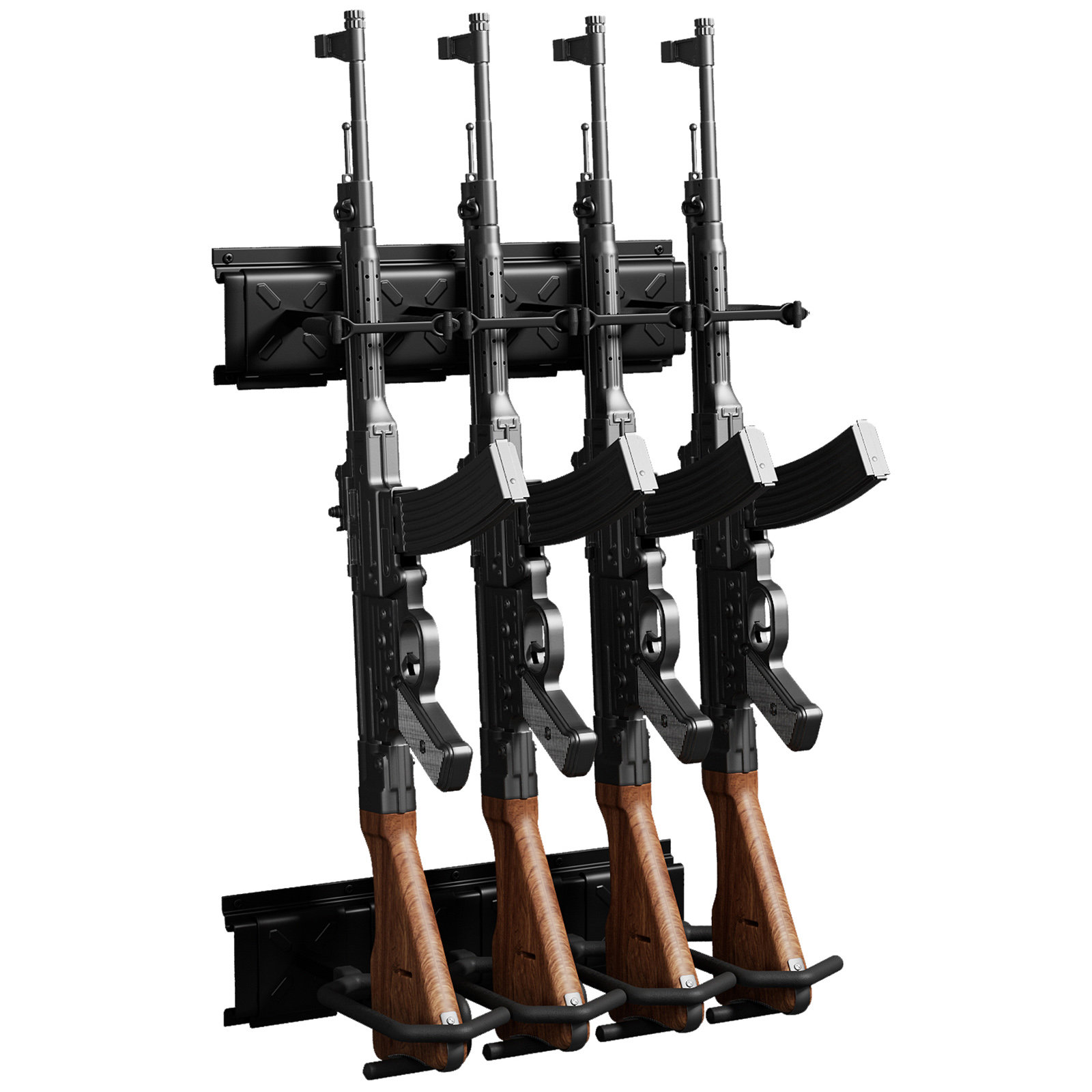 Drillpro Gun Rack Wall Mount for up to 4 Guns RailMounted Secure
