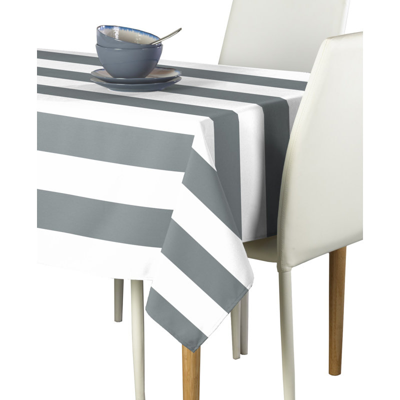 Milliken Signature Cotton Striped Tablecloth Rectangular Ervin Stripe, 84" L x 60" W, Gray