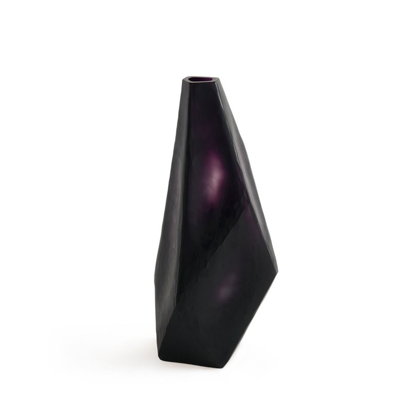 Asscher Handmade Glass Table Vase, Aubergine
