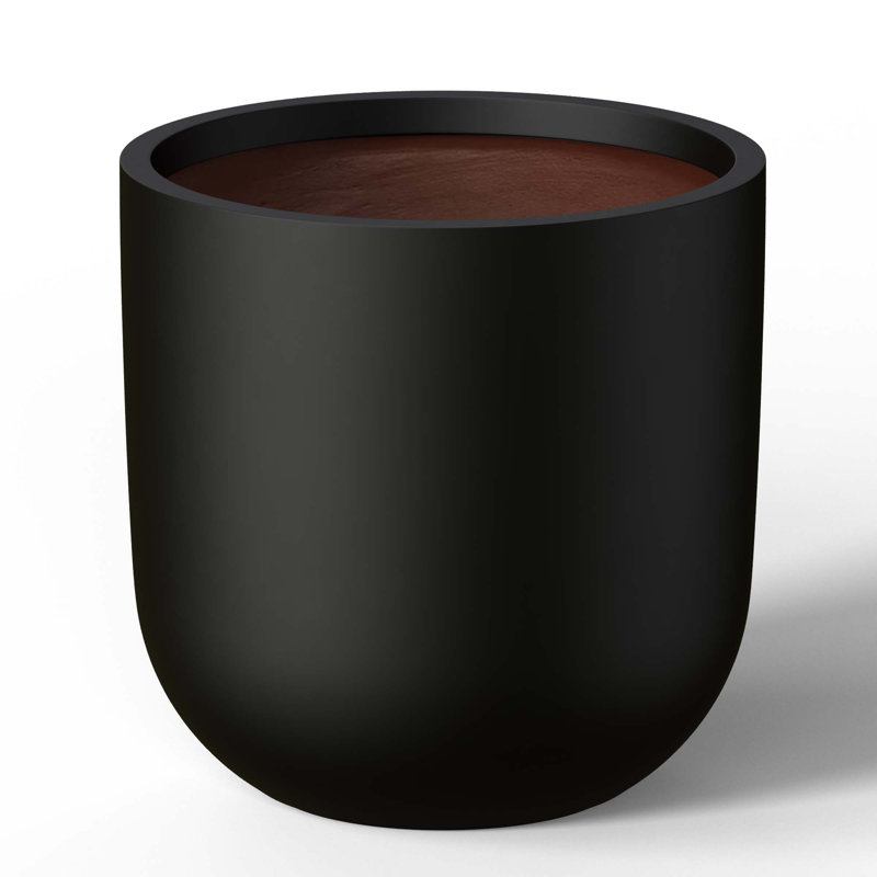 17 po Grand pot à fleurs rond en béton avec trous de drainage (intérieur amélioré), H 11,02 po x l 11,02 po x P 11,02 po