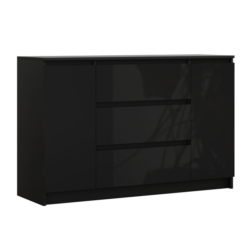 Demi 120.4cm W 3 - Drawer Chest of Drawers, Matt Black
