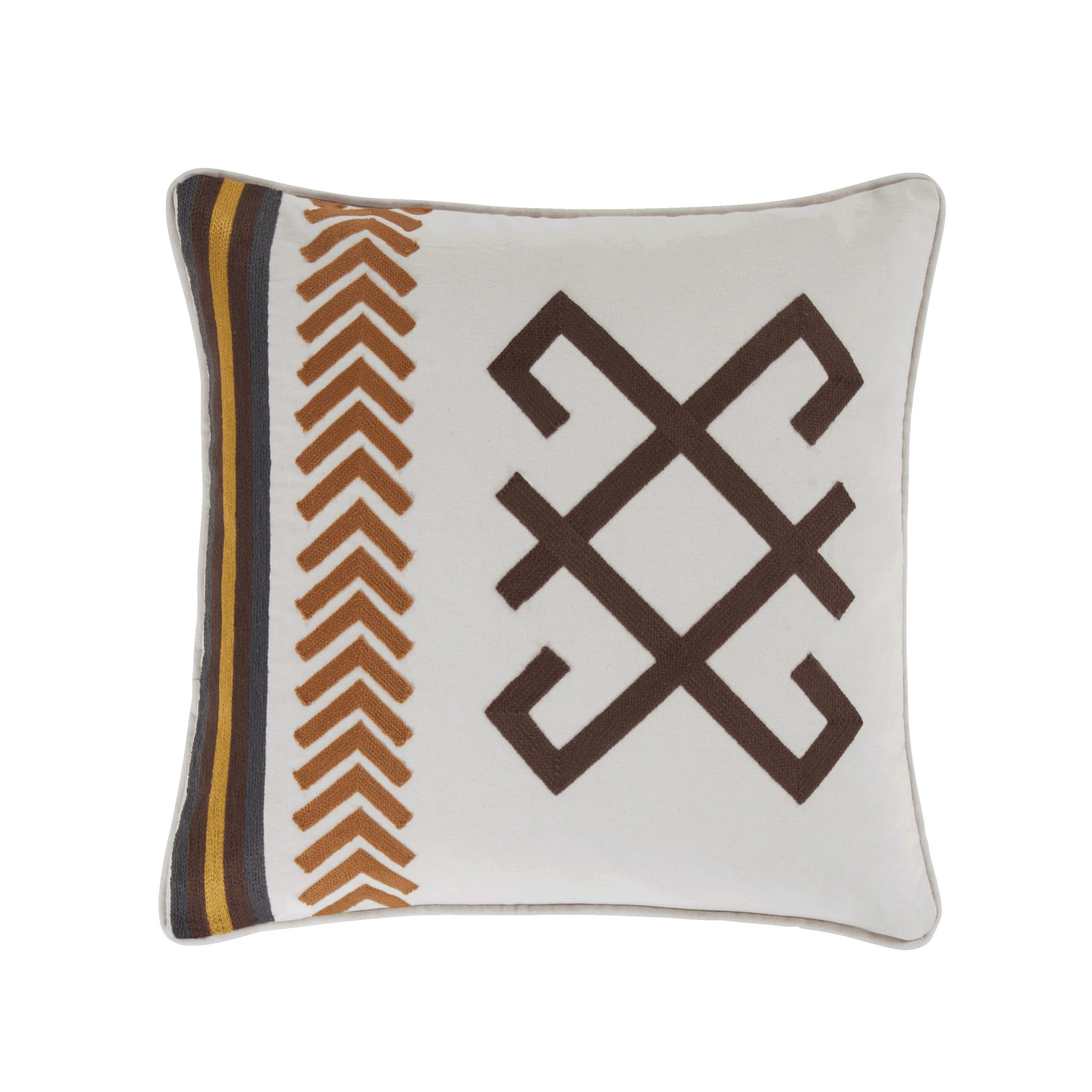 Foundry Select Corozon Canvas Cotton Stripe Embroidered Western Rustic  Lodge Style 18 x 18 inch Decorative Pillow