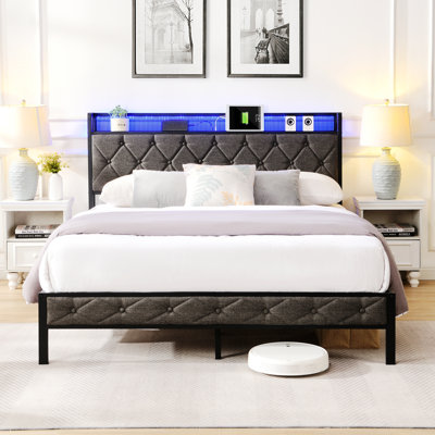 Shouren Upholstered Metal Platform Bed -  Orren Ellis, 38AE118559F74CD2A326259F9EF1F002