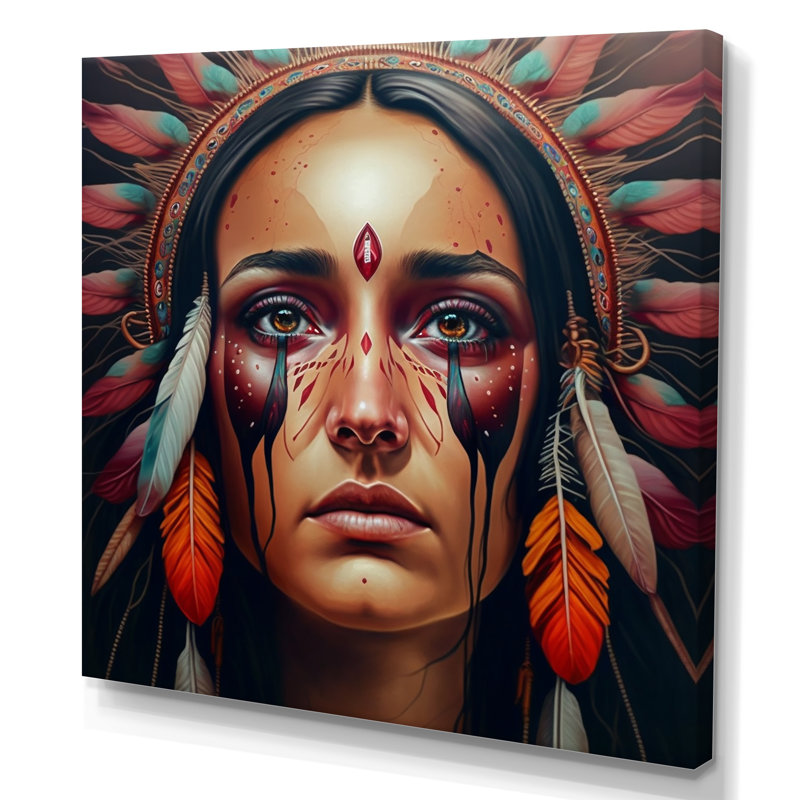 «Colorful Native American Woman IV», impression sur toile, H 16 po x l 16 po x P 1 po, Toile tendue