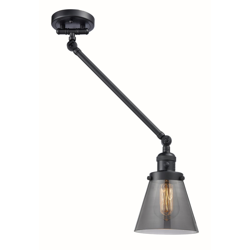 Pelkey Swing Arm Sconce, Smoked, 3.5 Watt Vintage LED Bulb, Matte Black