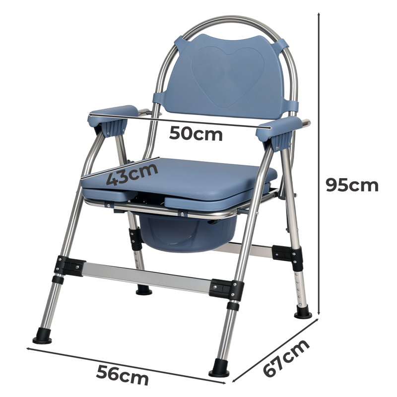  Commode Chair for Bedroom Folding Adjustable Bedside Toilet Shower Chair