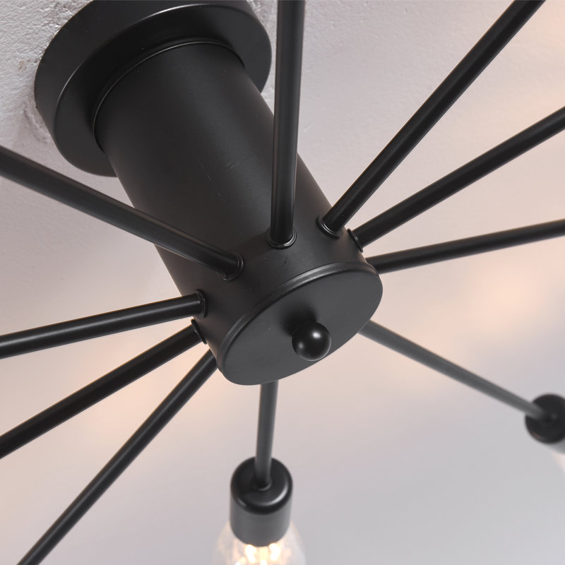 Plafonnier semi-encastré 34,3 po Parrino Light, 8 lumières, Noir, noir, noir, noir