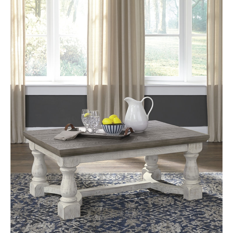 Gray and White Rustic Wood Coffee Table