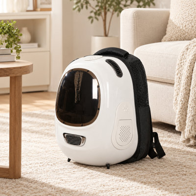 9.84" White Pet Carrier Backpack for Cats & Small Pets Up to 20 lbs