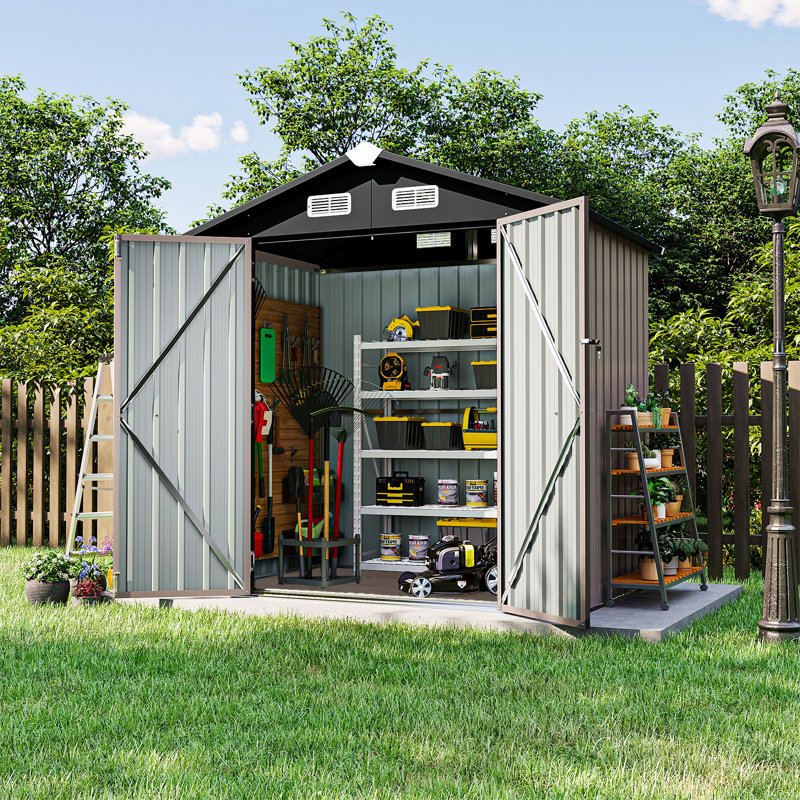 6.4 Ft. W x 4.0 Ft. D Steel Storage Shed with Door Lock and Floor