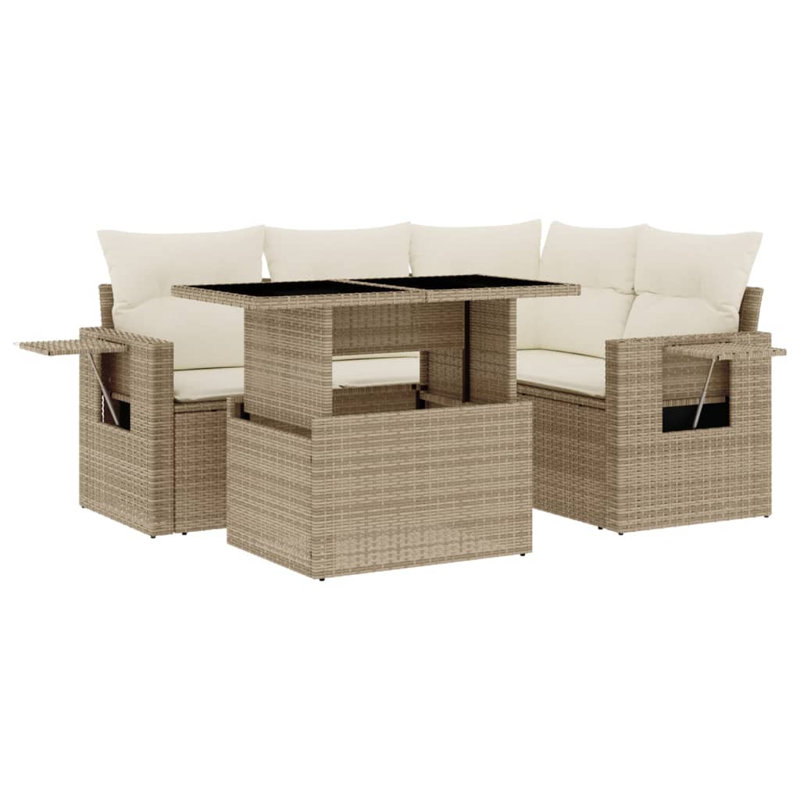 Ensemble de canapé de patio avec coussins 5 pièces Vidaxl, Beige