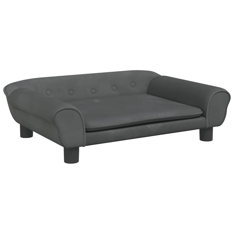 Lit pour chien en velours, H 8,7 po x l 27,6 po x P 18,9 po, Gris