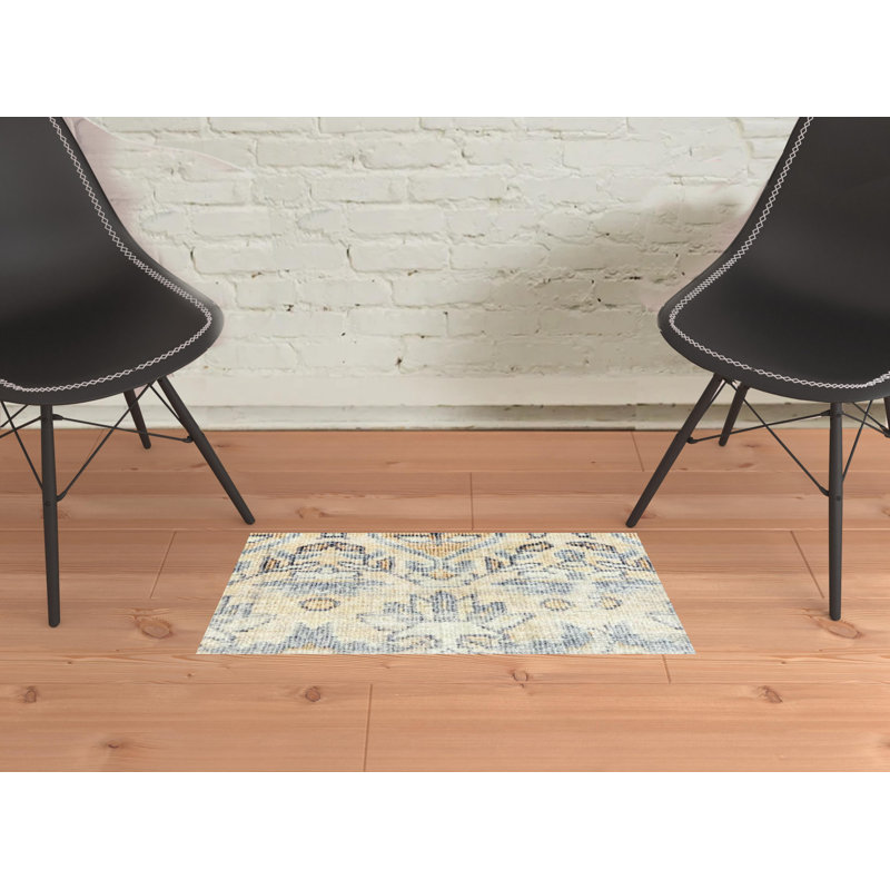 Tapis marocain gris touffeté à la machine 2 pi x 3 pi avec protection UV