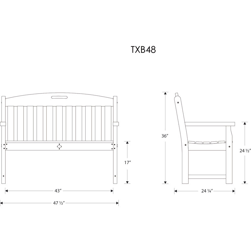 Banc club POLYWOOD, Brun, H 36 po x l 60 po x P 24,5 po