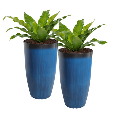 23.5" Tall Plastic  Planters for Outdoor Plants Modern Large Flower Pots Faux Ceramic Glaze