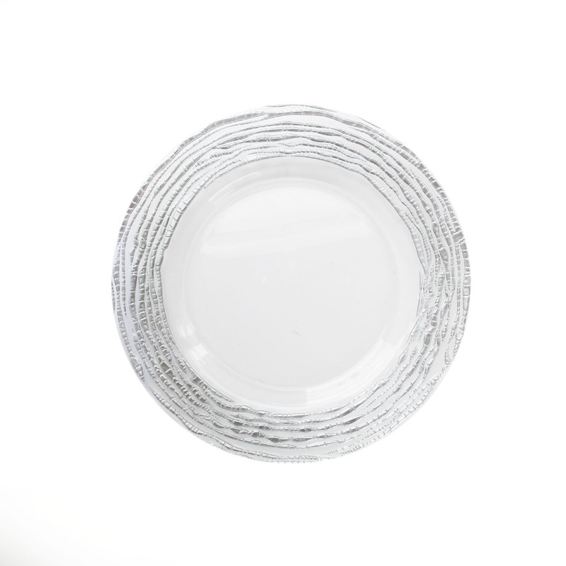Plat de service en verre de 13 po Arizona, Argenté / Transparent