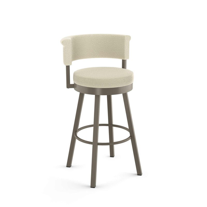 Highgate Swivel Upholstered Counter Stool, Matte Light Gray, Counter Stool (26.75” Seat Height), Cream bouclé Polyester