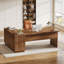 70.8-Inch Executive Desk with File Cabinet, L-Shaped Computer Table with Storage Shelves, Light Walnut (Chairs not Included)