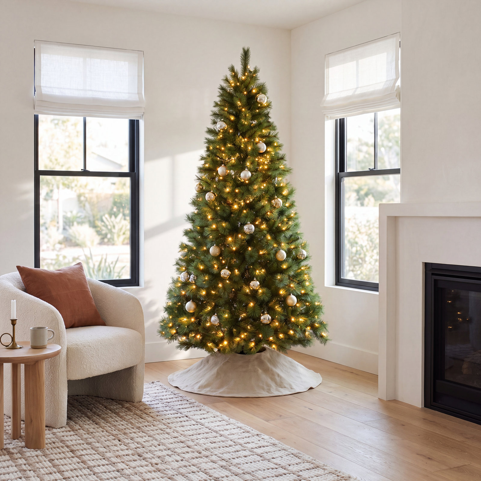 7.5' Pre-Lit Pine Christmas Tree