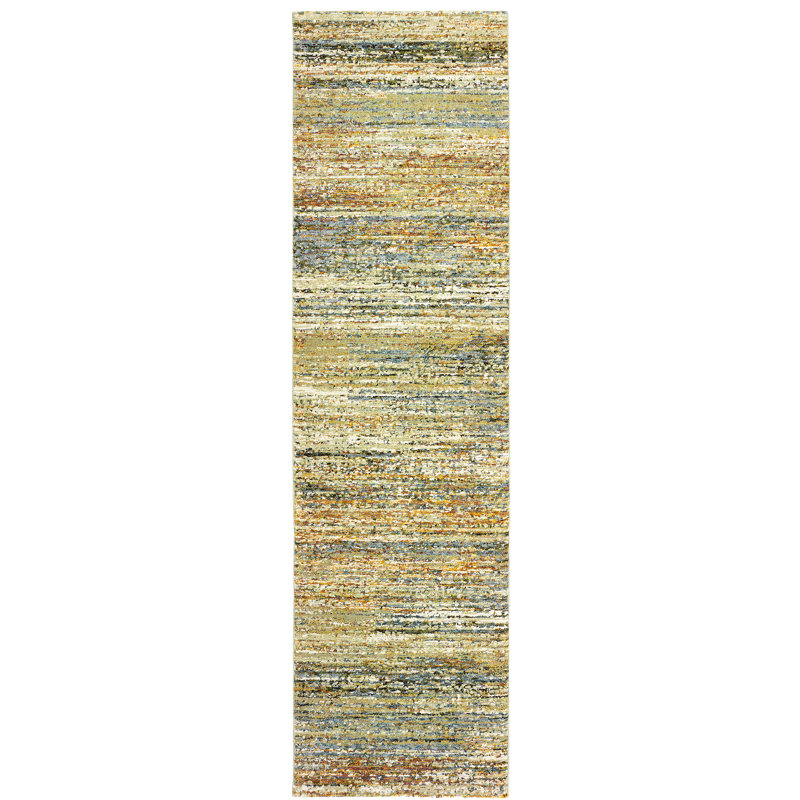 Tapis doré / vert Bobby, Tapis de couloir 2 pi 3 po x 8 pi