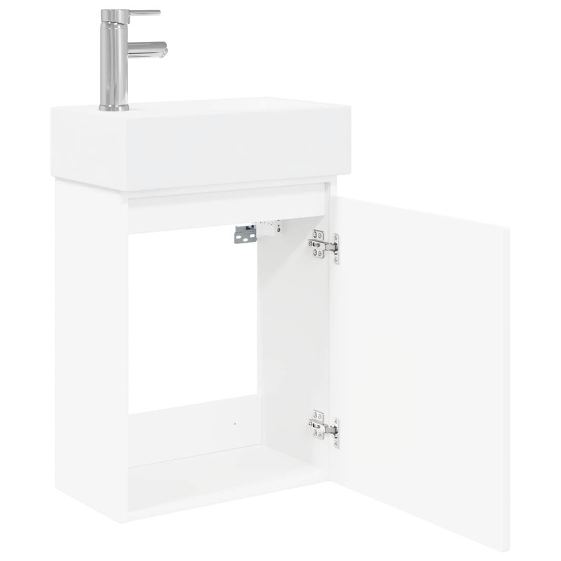 Single Bathroom Vanity with Ceramic Basin, White